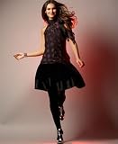 DKNYC Polka Dot Halter Top & Velvet Skirt with Satin Trim