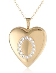 Momento Lockets Silver Swarovski Crystal Initial O Locket Necklace, 18"