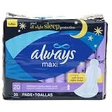 Always Maxi Pads, Overnight with Flexwings, Heavy Flow - 20 Pads/Pack, 6 Packs