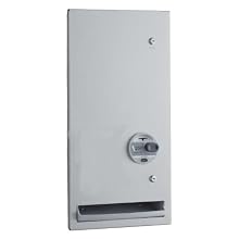 Bobrick 370639 TrimLineSeries 304 Stainless Steel Surface-Mounted 25c Single-Coin Operation Napkin/Tampin Vendor, Satin Finish, 14" Width x 28" Height x 6-5/8" Depth
