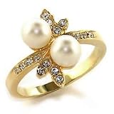 Jewelry - 2 Carat White Pearl Gold Tone Ring