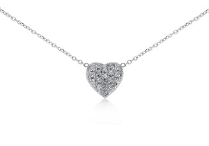 Collier Femme - Coeur - Or blanc 375/1000 (9 Cts) 0.8 gr - Diamant