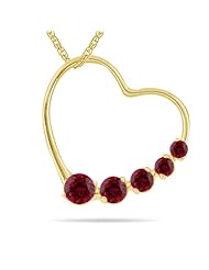 0.40 Cts Synthetic Ruby Open Heart Journey Pendant in 14K Yellow Gold