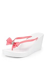 Diamanté Bow Wedge Flip-Flops