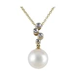 Search : 14K Yellow Gold Fresh Water Pearl & Diamond Necklace