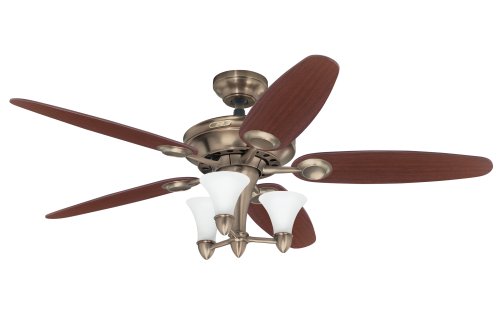 Hunter 21642 52-Inch Coffee House Fan Brushed Bronze with 5 Dark Cherry/Chocolate Blades