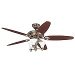 #3: Hunter 52-Inch Coffee House Fan Brushed Bronze with 5 Dark Cherry/Chocolate Blades #21642
