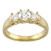14K Yellow Gold Three 3 Stone Diamond Bridal Anniversary Band Ring