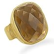 Faceted Smoky Quartz Ring with 14 Karat Gold Plated Matte Finish Band