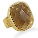 Faceted Smoky Quartz Ring with 14 Karat Gold Plated Matte Finish Band