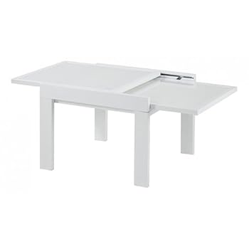 Table basse carrée blanche 60cm + extension 60cm Julie Id'Clik