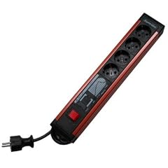REV STECKDOSENLEISTE MIT UESS + NETZFILTER, ROT/GRAU, 4-FACH, 4X SCHUKO, MIT SCHALTER, 2.5M ZULEITUNG