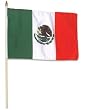 1 x 1.5' Mexico Flags Wooden Dowel Parade Mexican Flags