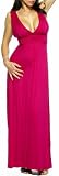 Maxi Boho Fuchsia V Neck Hollywood Celebrity Long Dress