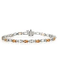 14k White Gold Diamond and Citrine Bracelet