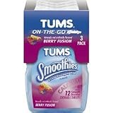 Tums smoothies on the go extra strength 750 antacid chewable tablets for heart burn, berry fusion 12 ea / pack, 3 pack Tums smoothies on the go extra strength 750 antacid chewable tablets for heart burn, berry fusion 12 ea / pack, 3 pack