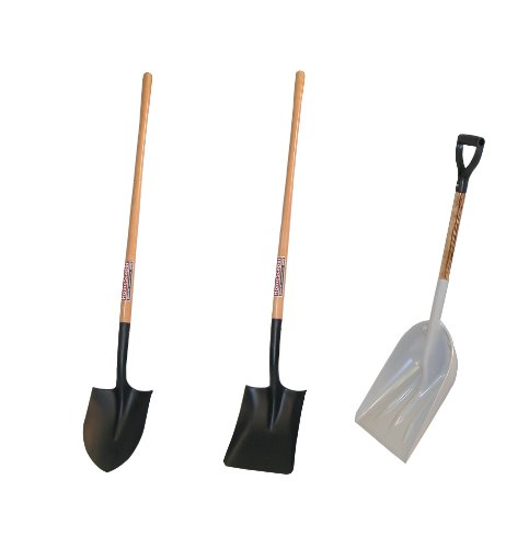 Midwest MWC-0003 3-Piece Homeowner's Shovel Kit With Round Point Shovel, Square Point Shovel & Scoop Shovel (Discontinued by Manufacturer)