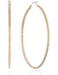 Duragold 14k Yellow Gold Diagonal Diamond Cut Hoop Earrings
