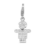 14K 0.8 grams White Gold Diamond 0.08CT Boy Charm