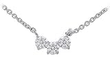 Three Stone Diamond Necklace : 14K white Gold - 1.00 CT Diamonds