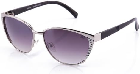 IG Metal Fashion Oval Classic Unique Cat Eye Style Frame Design Sunglasses in Silver/Black