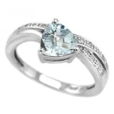 1.85ct Blue Aquamarine & Diamonds Right Hand Ring 14k White Gold