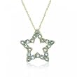 Blue Topaz Star Pendant Necklace in Solid Yellow Gold 18 Inch