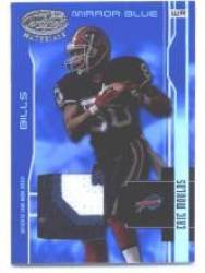 2003 Leaf Certified Materials Mirror Blue #10 Eric Moulds - Buffalo Bills (Piece of Authentic Game Worn Jersey - Serial #d to 50)(Football Cards)