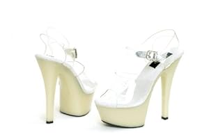 Ellie Shoes E-601-Brook-Y, 6 Inch Heel Glow In The Dark Sandal Clear 7