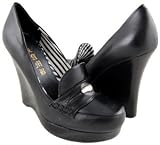 L.A.M.B. LAMB Penny Loafer Wedge Black Platform