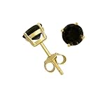 Gold Overlay Sterling Silver 4mm Round Smoky Quartz Stud Earrings