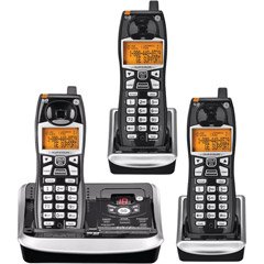 GE 25942EE3 5.8GHz Three Cordless Handset Phone System with Caller ID and Digital Answering System - Black