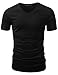 Doublju Mens V-Neck T-shirts with Short Sleeve BLACK ,Large / US Medium