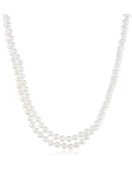 5-5.5mm Knotted Endless White Potato Freshwater Cultured Pearl Strand Necklace, 42"