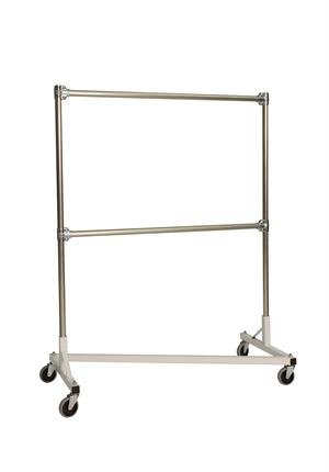 Heavy Duty Garment Z-Rack : Double Rail - 4' Base x 5' Uprights White