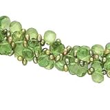 925 Silver, Lime Green Quartz & Freshwater Pearl 3-Strand Necklace- 18 IN