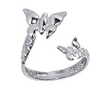 10 KT Solid White Gold Butterfly Toe Ring Womens 10k Toering