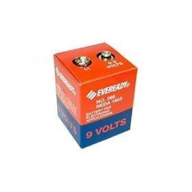 Click here to buy Eveready 266 Carbon Zinc 9V Battery 2500mAh NEDA 1605 PP7 6F90.