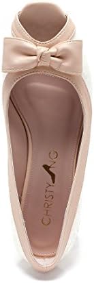 Christy Ng Women's Amelya Ballerina Beige Peep Toe Flats US8