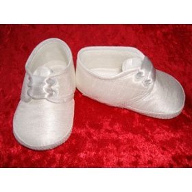 Baby boy christening shoes in white - sz 1 - 3/6 mths