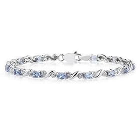 10k White Gold Diamond and Tanzanite Bracelet by 