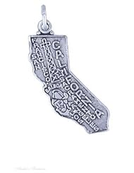 Sterling Silver CALIFORNIA State Map Outline Word Charm