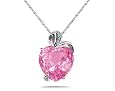 4.75CT Pink Topaz Heart and Diamond Pendant in 14K White Gold