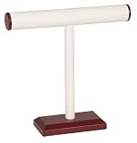 KCF 49180 Jewelry T-Bar Display for Necklace and Bracelets, 12-Inches Wide by 12-Inches High, White/Rosewood