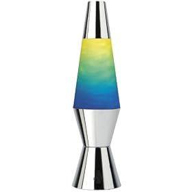 Lava Lite 1784-6 Tinted Mystical Glitter Lamp with Skins and Silver Base, 10-Inch, Yellow/Green/Blue