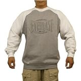 Mens Everlast boxing gray & white gym sweater. 100% authentic made with high quality polyester & cotton. Printed large logo on front and small embroidered design on sleeve. Very durable,good for hiking, working out, or just to hang out.