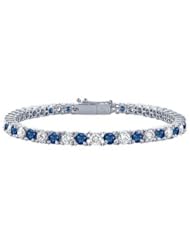 Sapphire and Diamond Tennis Bracelet with 3.00 CT TGW on Platinum