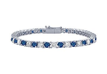 Sapphire and Diamond Tennis Bracelet : Platinum 3.00 CT TGW