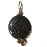 Marcasite Pendant 01 Stone Black Gold Circle Wire Wrapped Crystal Healing Gemstone 2