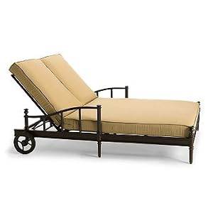 Sorrento Double Outdoor Chaise Lounge Chair with Cushion - Brick - Frontgate, Patio Furniture